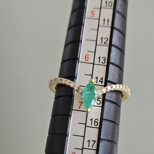 14K YG Emerald & Diamond Ring 6.5
